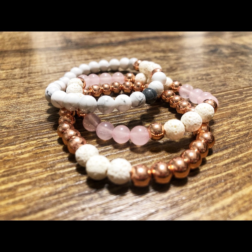 Diffuser bracelets beaded - set of 3
